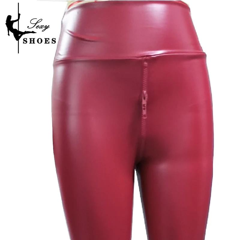 Sexy Hose mit offenem Schritt für Damen, schwarz, mattes Leder, Doppelreißverschluss, figurbetonte Hose, Damen, exotische, schlanke Nachtclub-Leggings, individuell