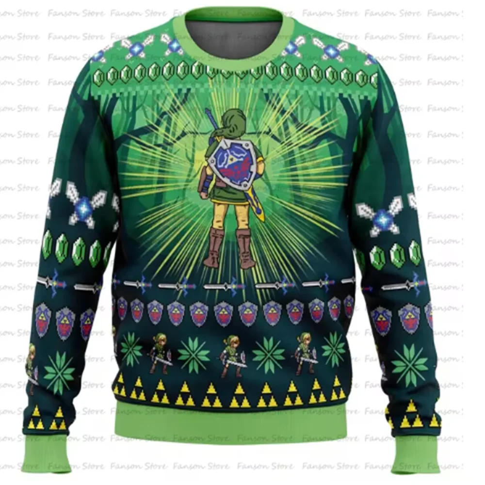 Majoras Mask Seamless Pattern Zelda Ugly Christmas Sweater Autumn Women Men Pullover Tops 2025 Fashion Couple Hoodie Sweatshirt