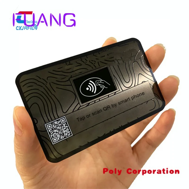 Custom  Printable 215/216 Nfc Smart Cards Blank ,Customized Printing Matte Black Metal Nfc Business Cards With Packaging