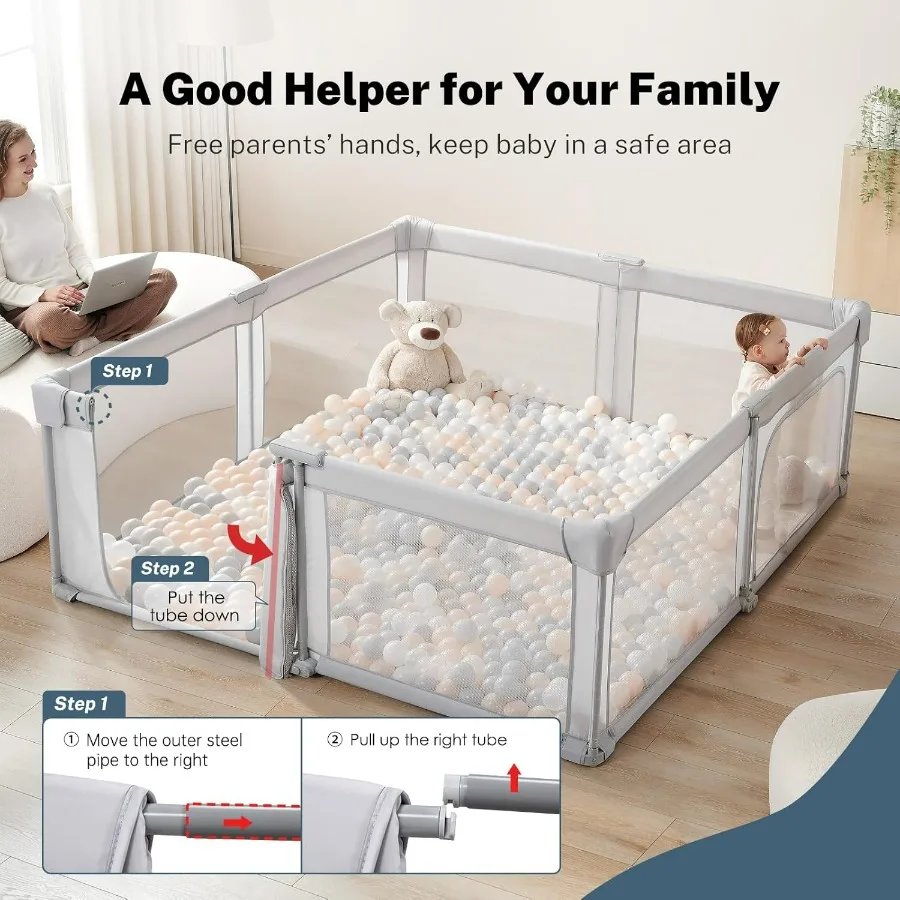 Box portatile per bambini Penna da gioco preassemblata 71x79 Box grande pieghevole per neonati e bambini piccoli Gioco per bambini robusto e sicuro Y