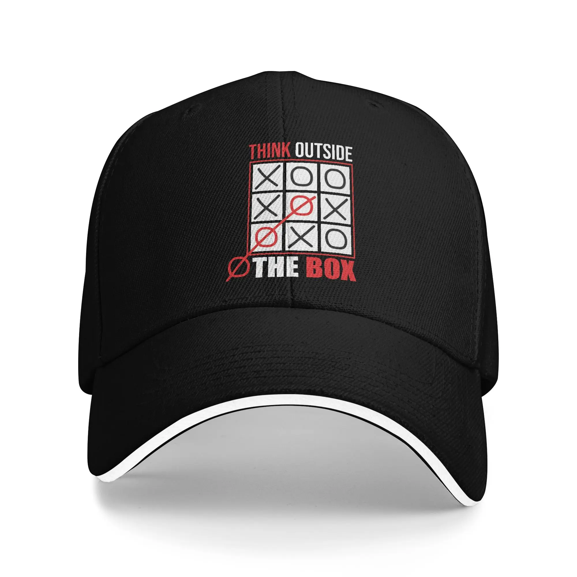 Think Outside The Box   Tic Tac Toe Sandwich Cap Unisex ,Fashion  Caps Sports Cap Breathable Polyester Baseball Caps Winter