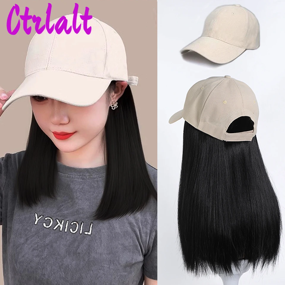 

Hat Wig For Girls Short Straight Hair Baseball Cap Wig With Straight Hair Extensions Adjustable Black Baseball Hat Wig