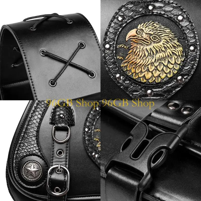 

96GB 1 Pair Leather Side Bag Waterproof Travel Luggage Storage Bag Motorcycle Tool Bag Over Saddles Bags Punk Saddlebag