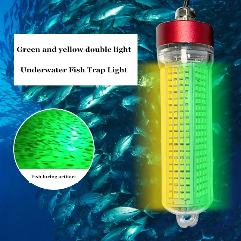 Night Fishing Fish Collecting Lamp Deep Sea Fish Trap Lighting Underwater Sea Fishing Green Lights Marine Aquaculture Raft Fish