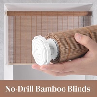 Sunroad No-Drill Bamboo Blinds Roller Shades Light-Blocking Blinds Japanese-Style Room Divider Curtains 100% Nature Woods