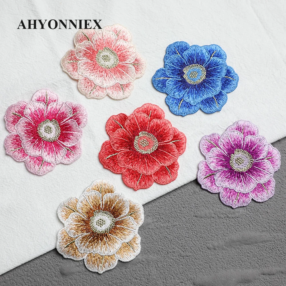 High Quality 6 Colors Embroideried Repair Flower Patches Bag Jacket Jeans Soft Sew On Patches DIY Clothes Sticker