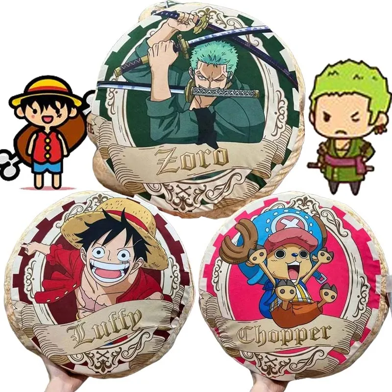 

50cm ONE PIECE Luffy Round Throw Pillows Cartoon Anime Cushion Non-slip Thicken Dining Chair Cushion Creative Bedroom Pillows