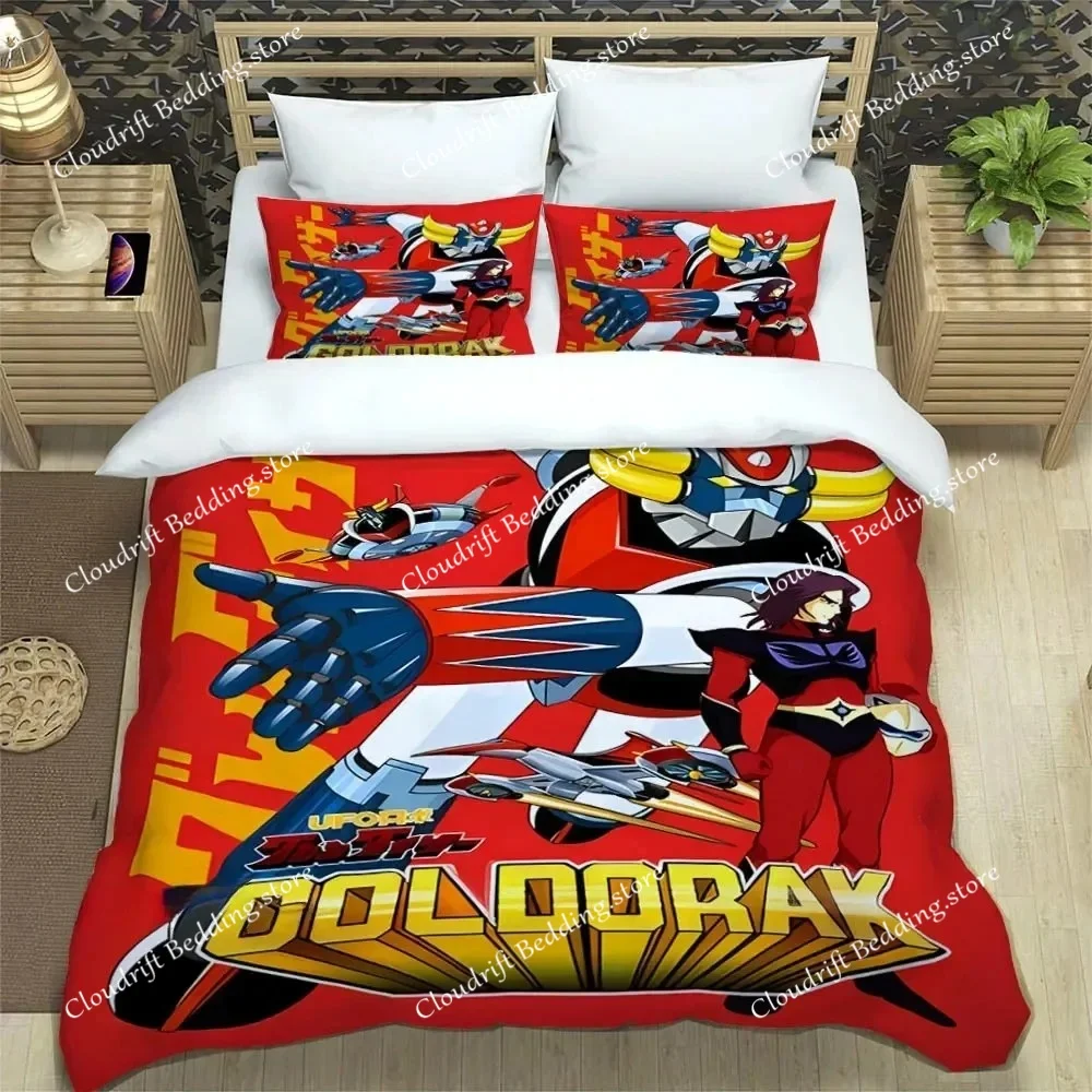 Manga Goldorak Ufo Robo Anime Printed Duvet Cover Set, Quilt Cover for Bedding Decro,Microfiber Duvet Cover with pillowcase