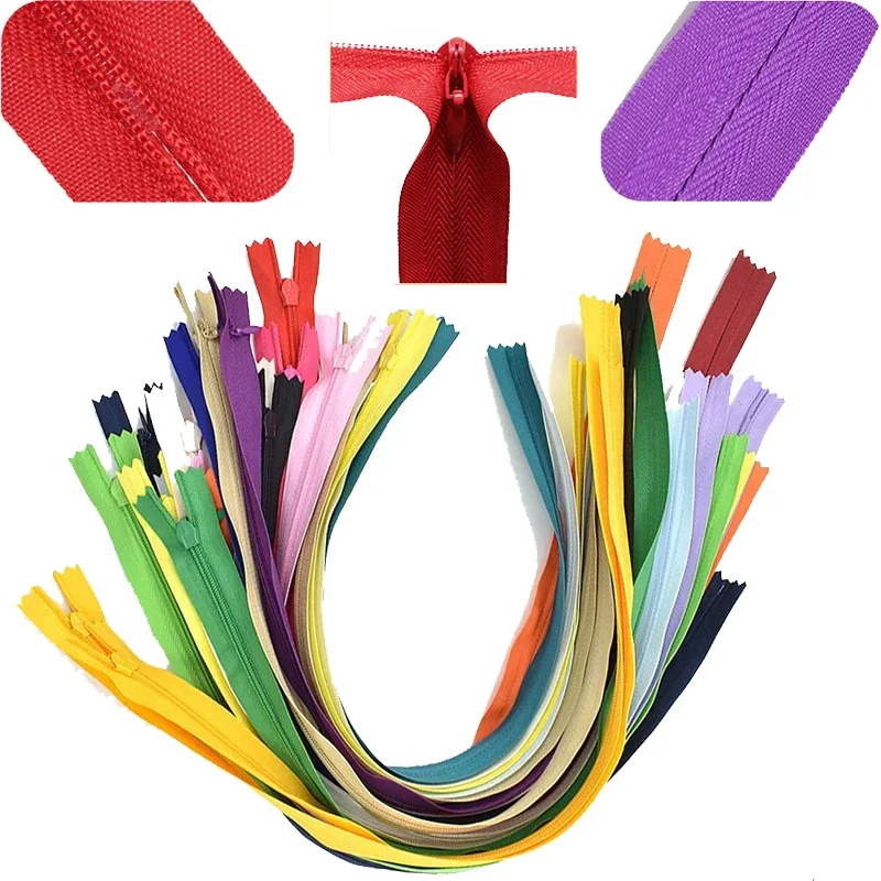 100Pcs 7Inch-24inch (18-60cm) Nylon Coil Zippers Conceal zipper For Tailor Sewing Crafts Nylon invisible Zipper Clothes 15 Color