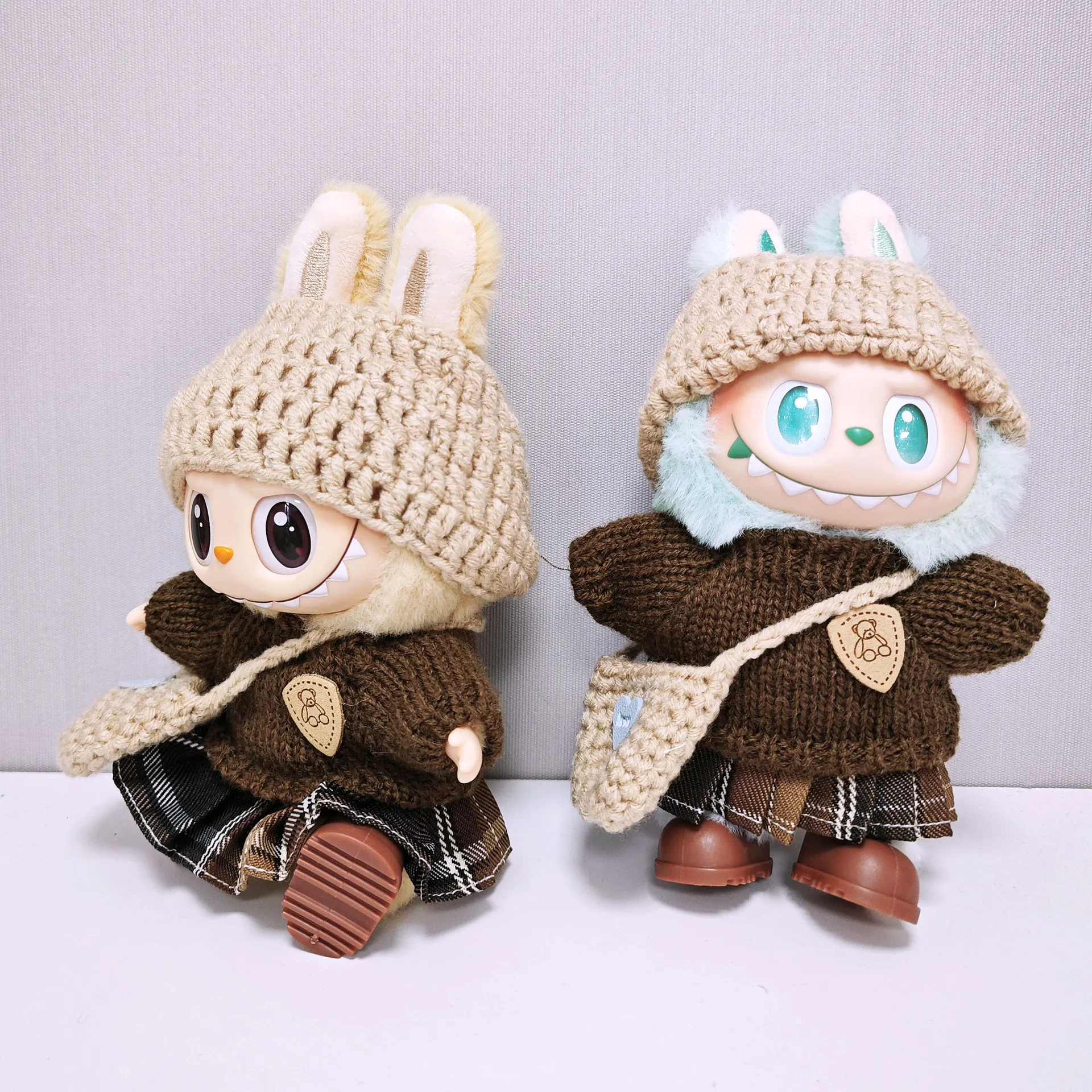 

For Labubu Select Children's Clothing 15cm - 17cm Sweater, Hat, Small Shoulder Bag 6-piece Set Labubu Universal Clothing