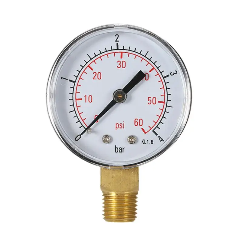 0-4bar/0-60psi Pressure Gauge with Double Scale Durable Air Compressor Hydraulic Pressure Meter Fuel Air Oil High Vacuum