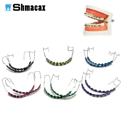 1Pair Braces With Braces Box Colorful Tooth Decoration With Metal Wires Metal Bracket Orthodontic Ligature Ties