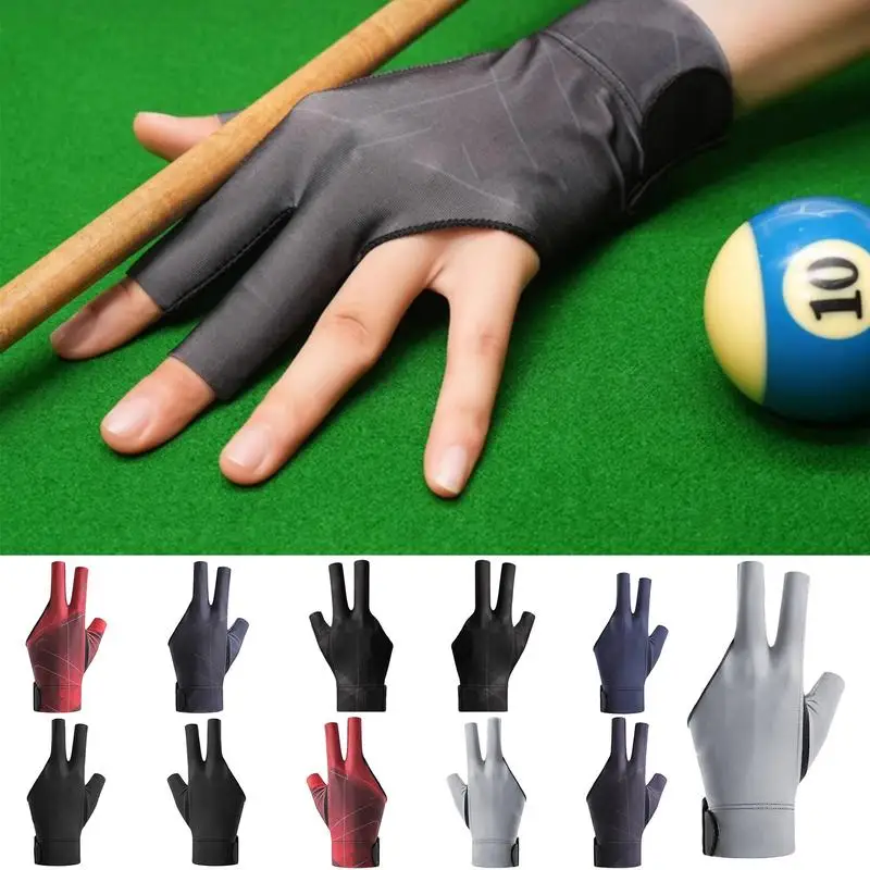 Billiards Glove Snooker Non Slip Three Finger Sport Gloves High-Elastic Breathable Portable Gloves Billiard Training Accessories