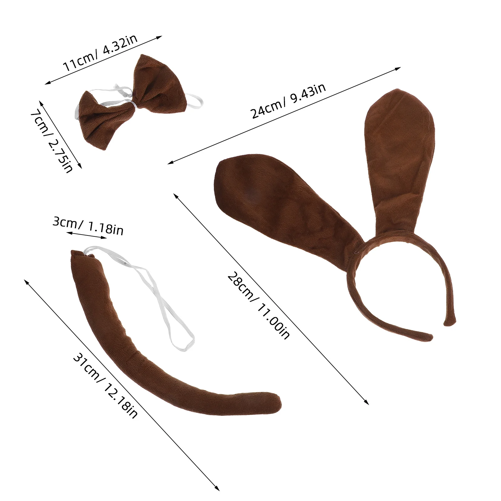 어린이 개 의상 세트 머리띠 꼬리 착용하기 쉬운 역할 놀이 파티 유아 강아지 의상 액세서리 코스프레를위한 가짜 꼬리