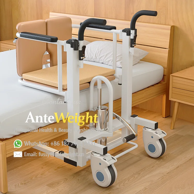 Hydraulic Lift Transfer Chair, Shower & Toilet Commode Wheelchair for Paralyzed Seniors | Home Care Mobility & Hygiene System