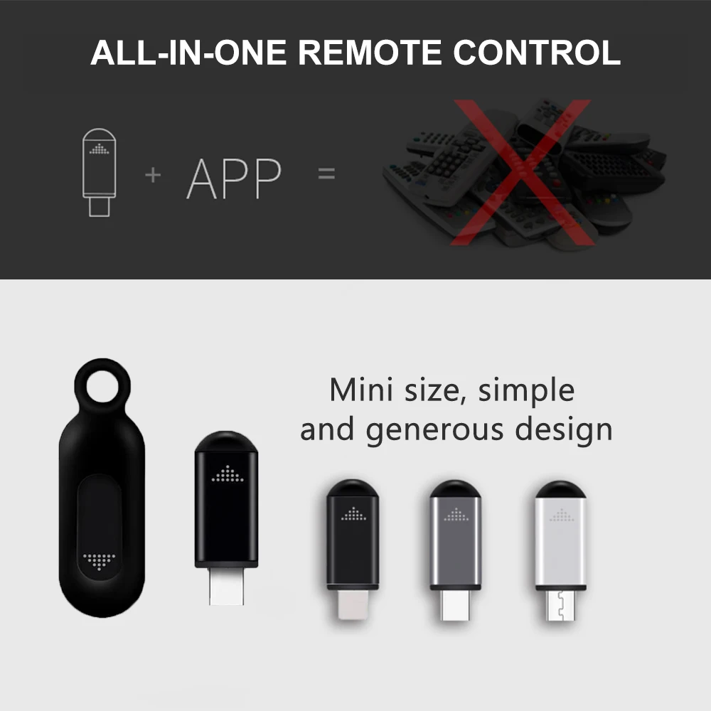 Telecomando per smartphone IR Blasters Tipo C USB per lightin Adattatore di controllo app a infrarossi intelligente universale per condizionatore