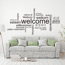 Welcome In Different Languages Wall Sticker Living Room Hello Welcome Quote Family Words Wall Decal Vinyl Decor Murals Z369