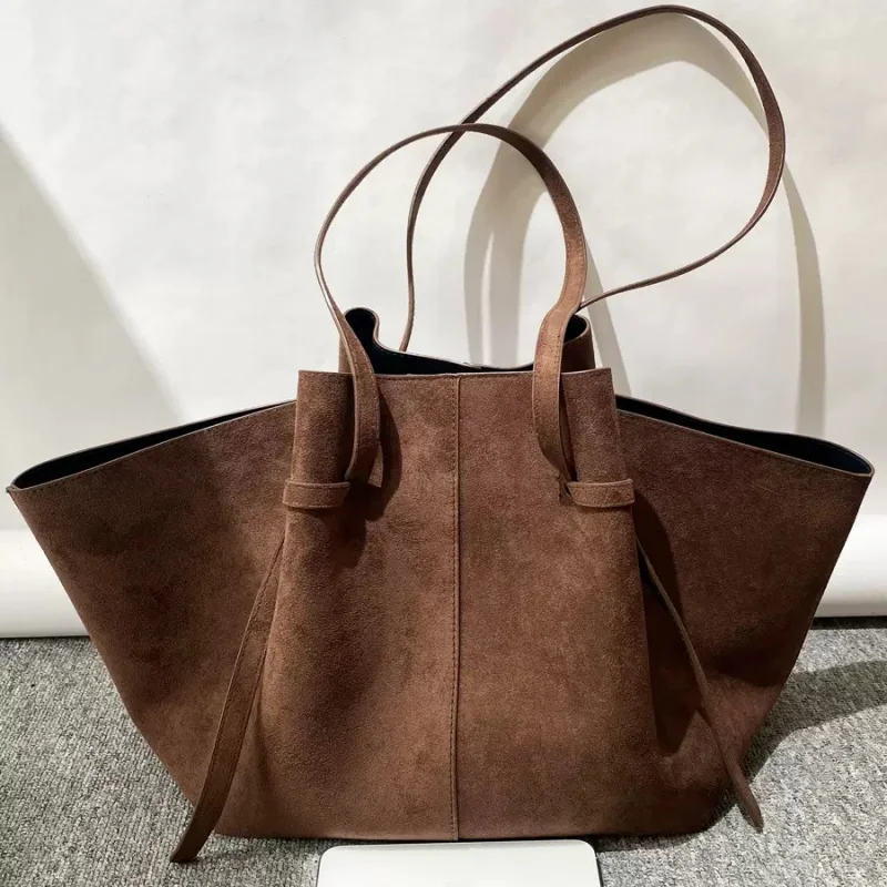 Tas Ketiak Bahu Tunggal Kulit Asli Retro Eropa dan Amerika Matte Kapasitas Ekstra Besar Selempang Fashion Sederhana Baru