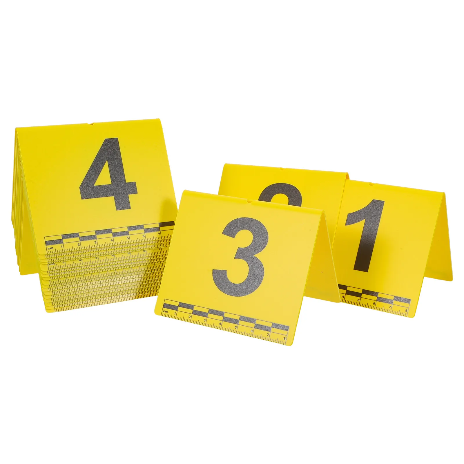 20 Marcadores de Evidencia Numerados del 1 al 20 con Escala de Medición, Etiquetas Numeradas para Evidencia, Placas de Identificación para Escenas de Investigación