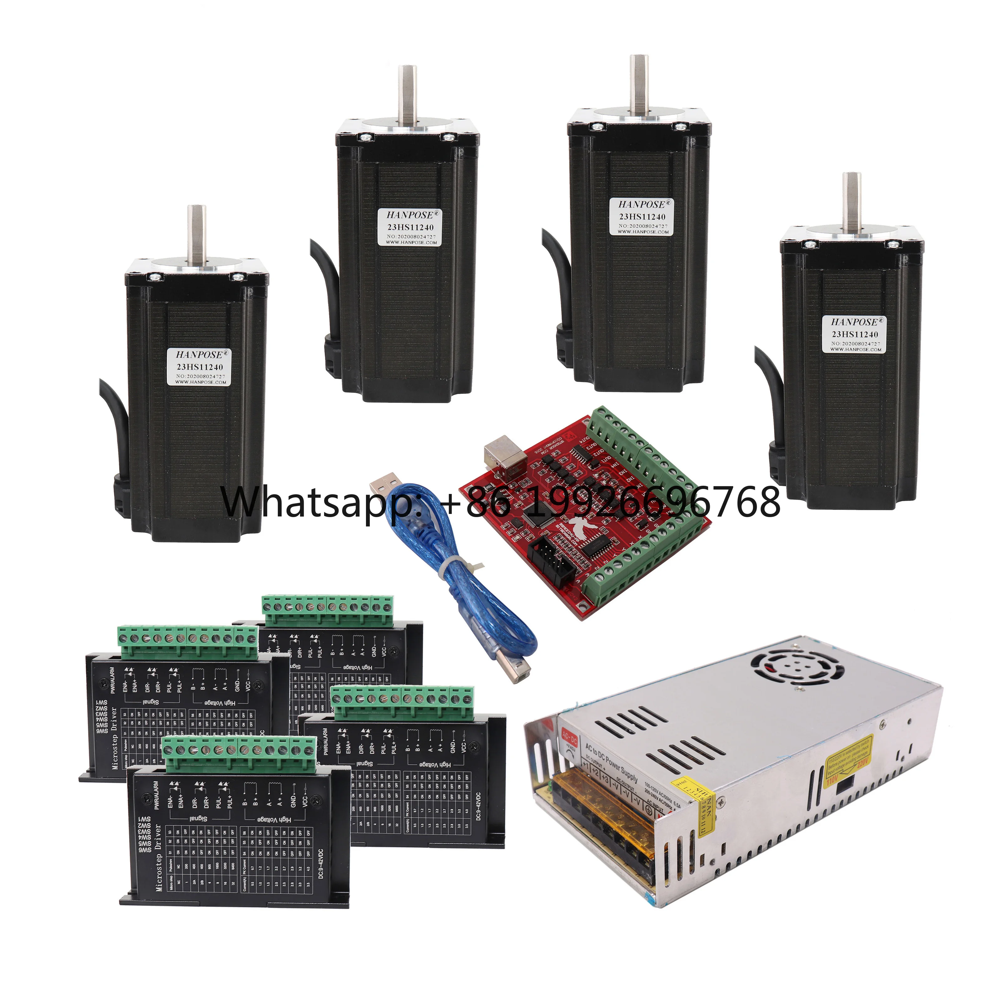 

4 Axis Nema23 Stepper Motor 1.8 Degree Hybrid Bipolar 300n.Cm 57 Stepping Motor 23hs11240 With Tb6600 Drive Stepper Motor Kit