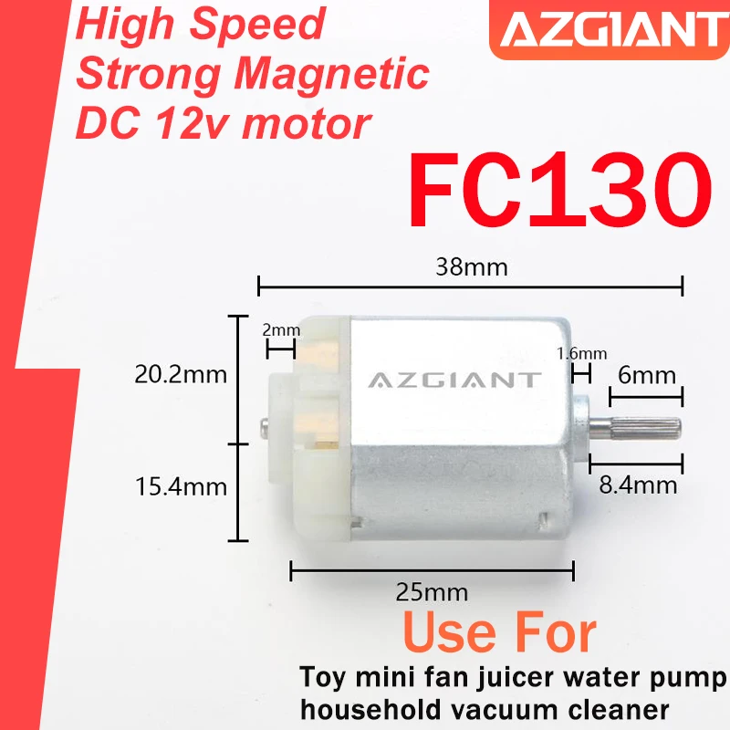 

Azgiant FC130 38MM 1800PRM Forward Rotation High Torque High Speed Motor For Auto Replacement Parts OEM DIY Power Toys