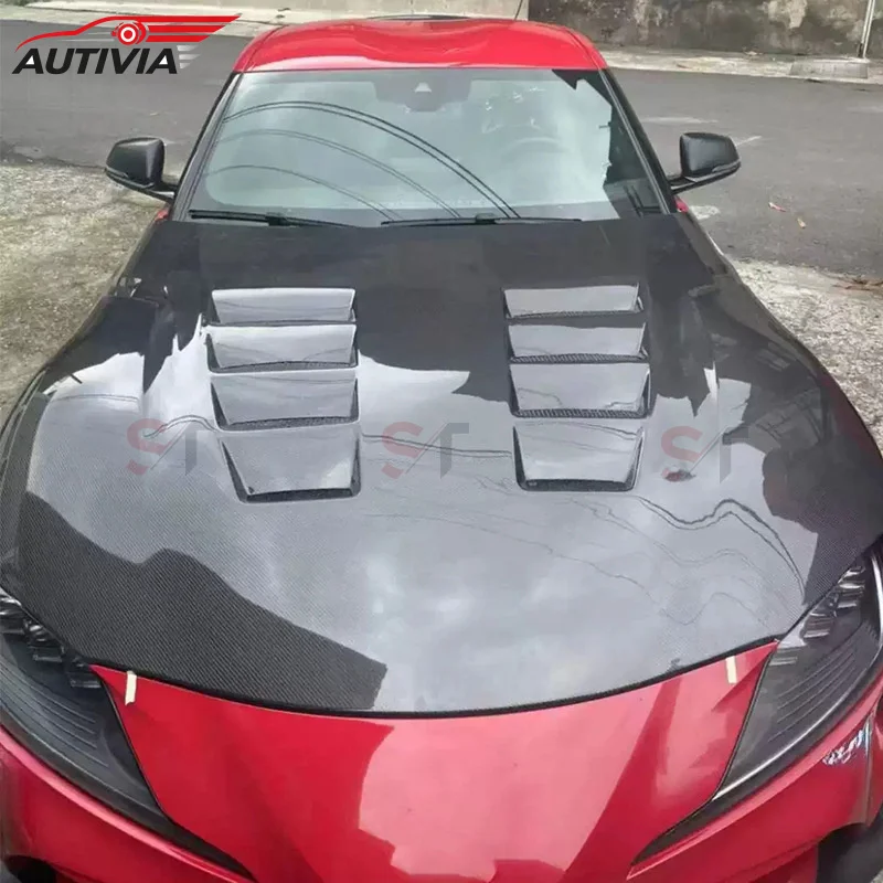 Suitable for Toyota SUPRA A90 A91, carbon fiber with openings, engine cover modification, and front hood surround