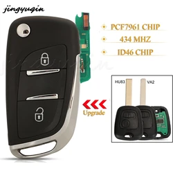 jingyuqin 2 Buttons Modified Smart Remote Key Fob 434MHZ ID46 PCF7961 Chip For Citroen C2 C3 Berlingo Peugeot 307 306 406
