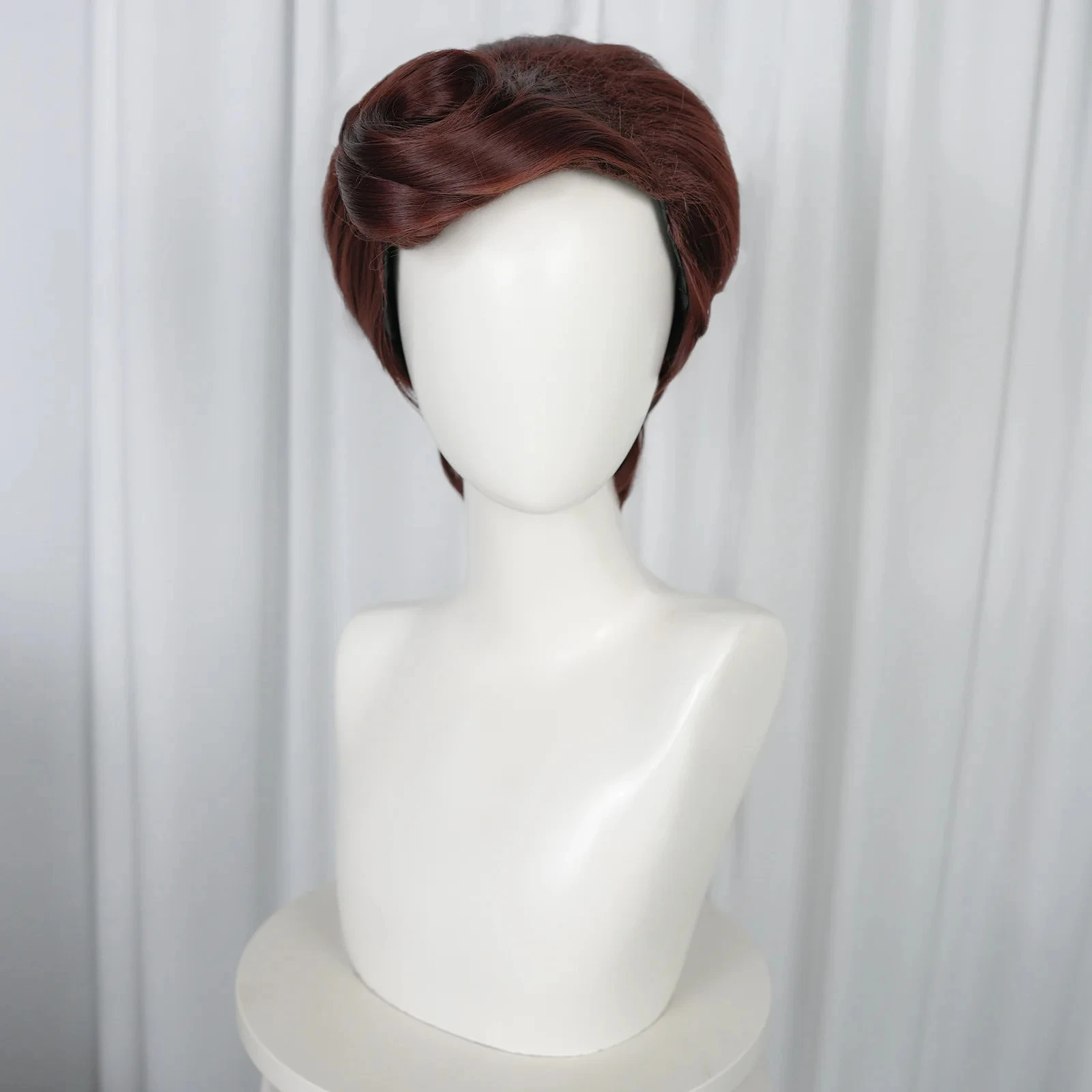 High Quality Woody Cosplay Wig Synthetic Dark BrownShort Curly Wig Anime Coser Heat Resistant Fiber Rose Net Wig Halloween Party