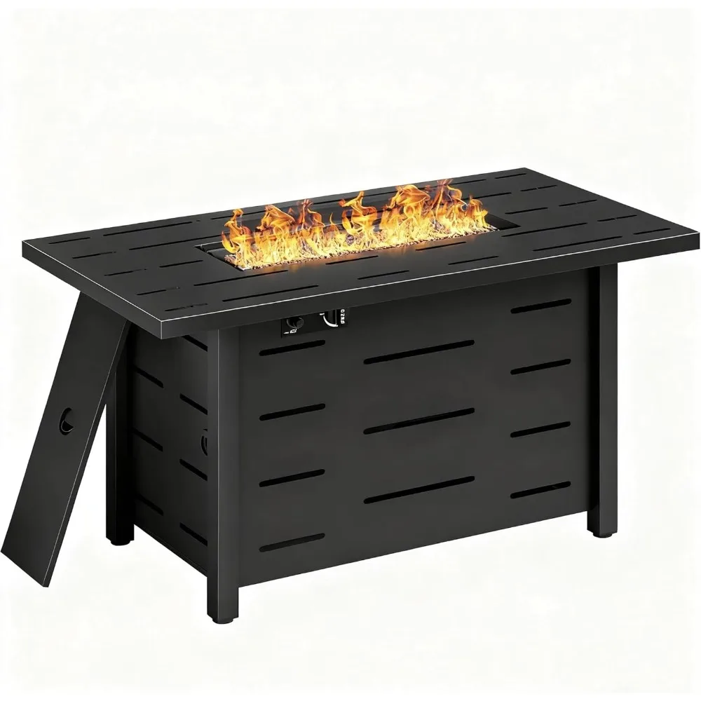 

JAMFLY Outdoor Propane Fire Pit Table, 43 Diameter, 50,000 BTU, with Lava Rocks, Lid, and Waterproof Cover