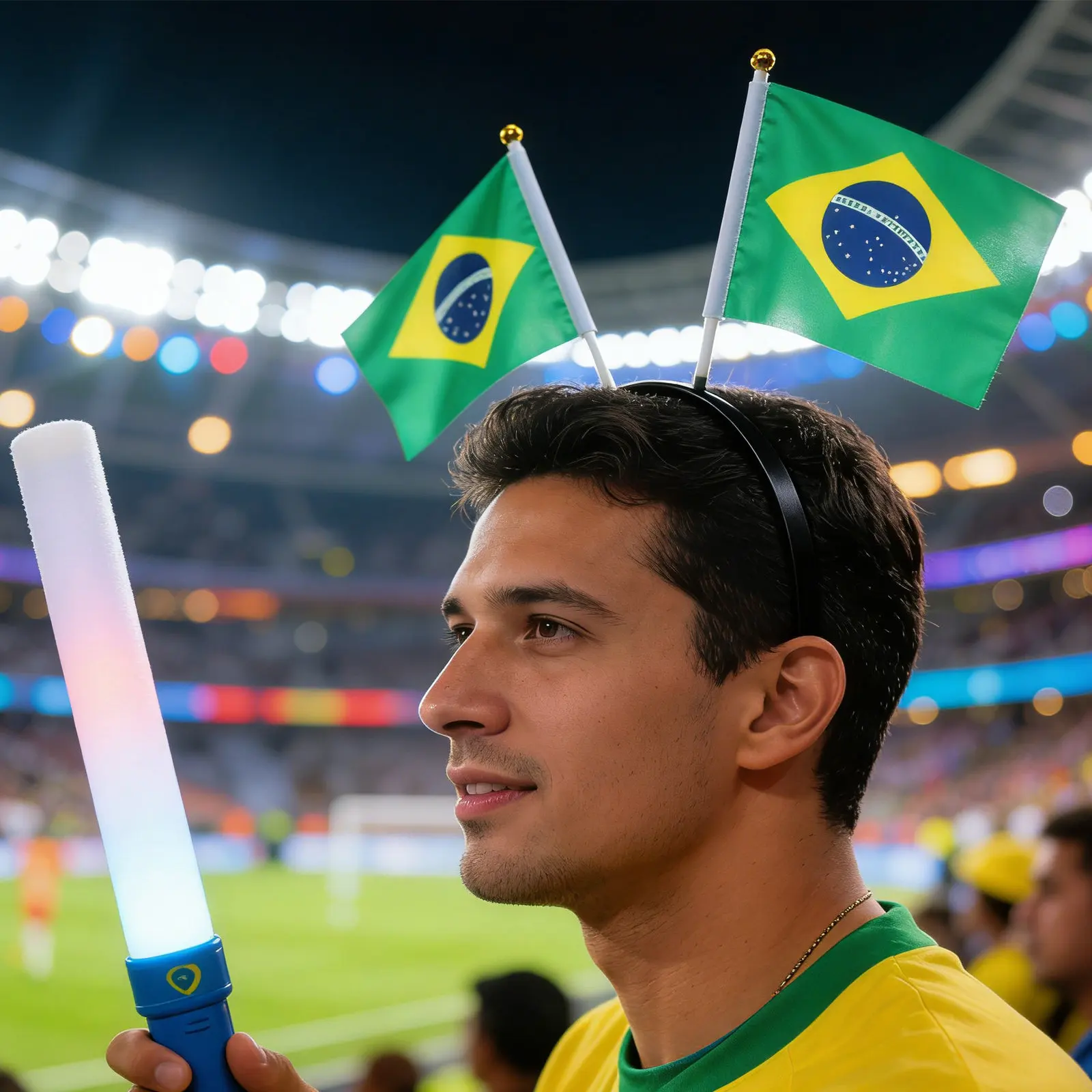 

4Pcs Soccer Flag Fan Headband Vibrant Brazil Design Lightweight Sports Party Hair Hoop for Game Day Cheer Carnival Team Spirit