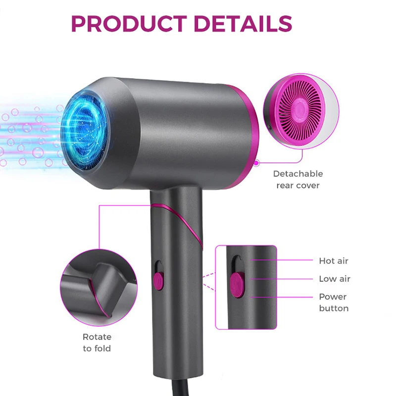 المهنية 1200 واط الأيونات السالبة مجفف الشعر طوي مجفف للنفخ مجفف الشعر الكهربائية الأيونية