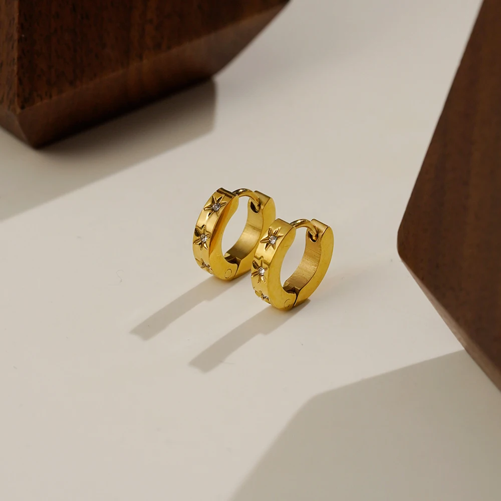 

ENFASHION Aretes De Mujer MINI серьги-кольца со звездами для женщин, нержавеющая сталь, 18-каратное золото, нежные модные украшения E1838