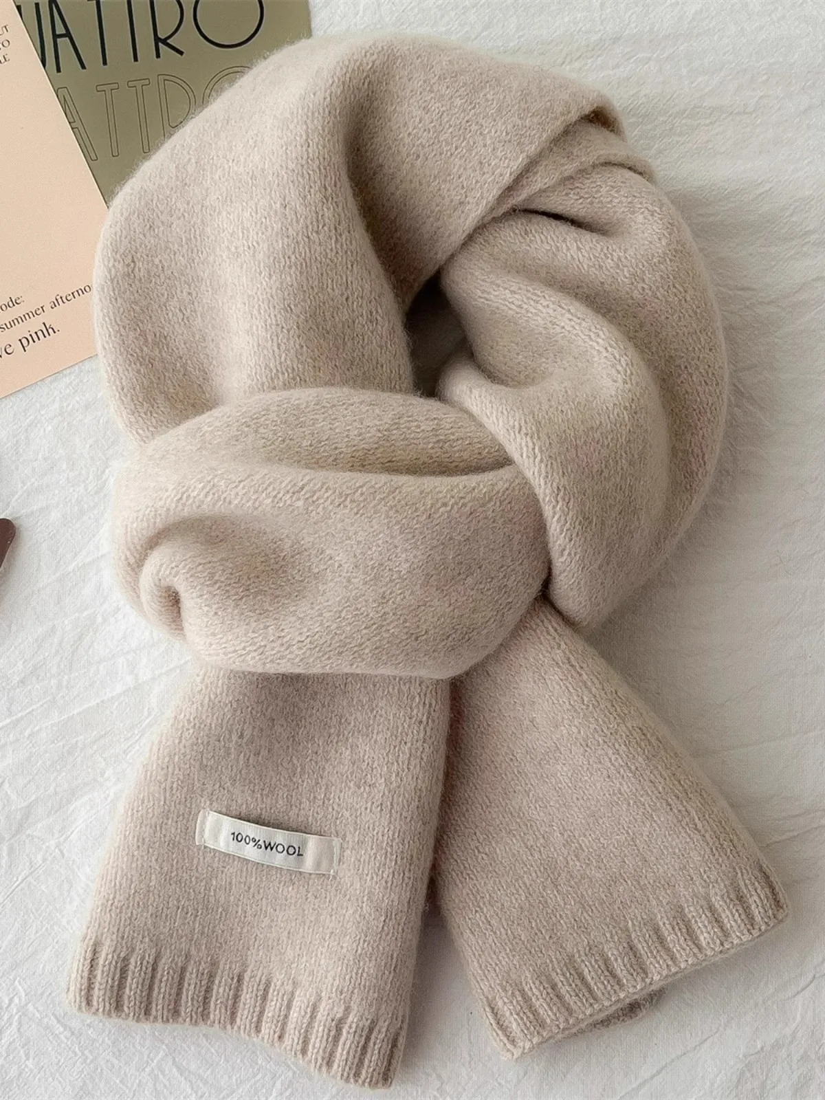 Premium Australian Wool Cashmere Knitted Scarf 2024 New Style Versatile Men Women Winter Warm Blend Pure Wool Unisex Neck Warmer