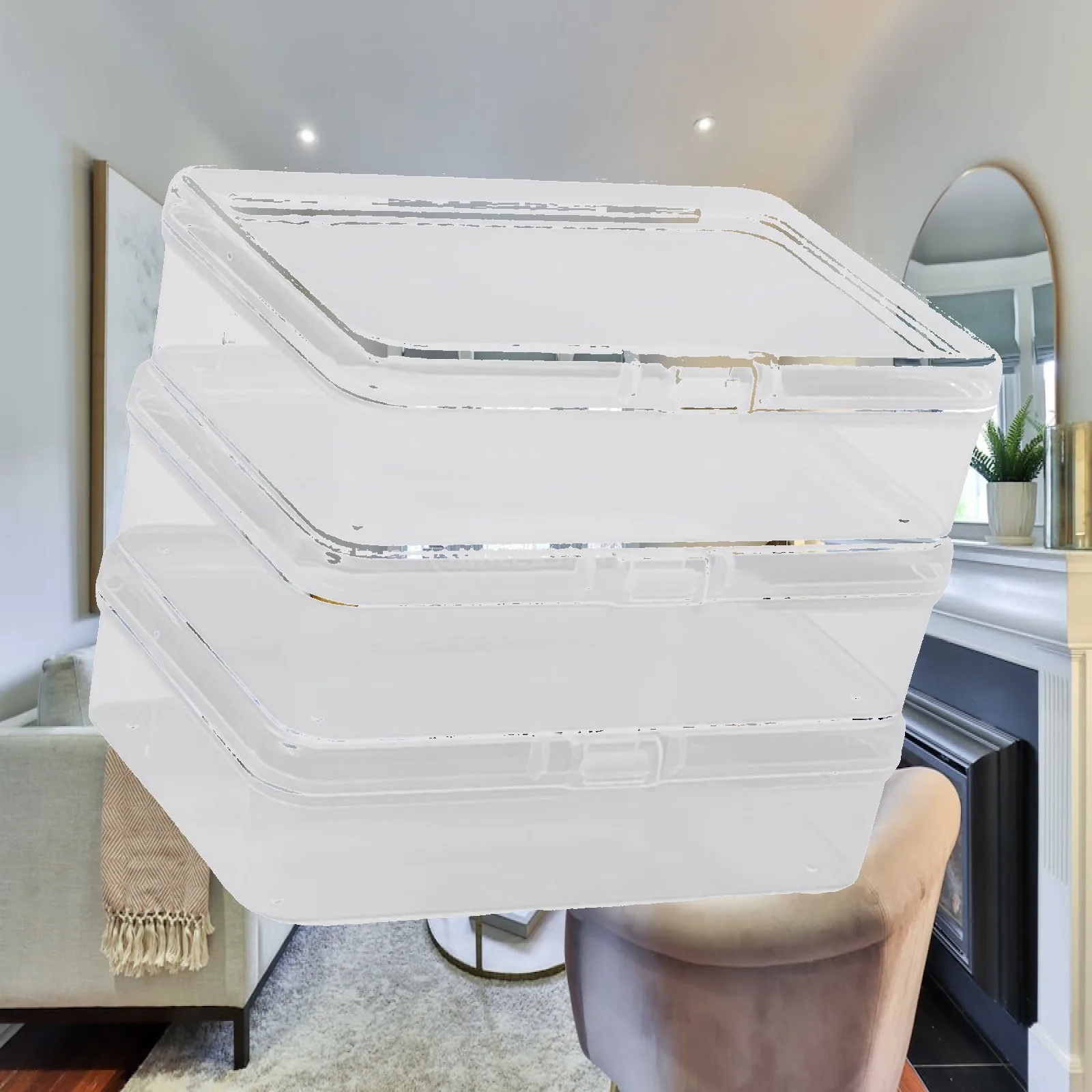 Transparent Rectangular Box Trinket Box Hair Accessories Storage Clear Storage Box for Toys Art Supplies Bobbins Nail Polish