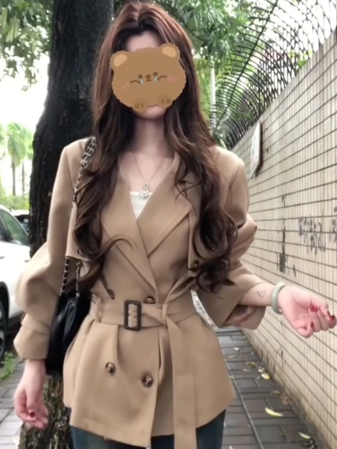 Korean Style Kaki Short Coat Autumn Winter High Grade Elegant Waist-Cinching Unique Beautiful Top Women's Fashion Windbreaker