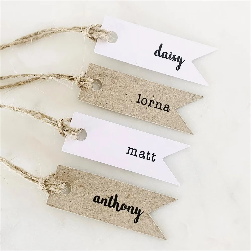 50 Small Personalised Gift Tags - Mini Name Tags - Rustic Labels - Favour Tags - Place Names - Seating Plan Labels