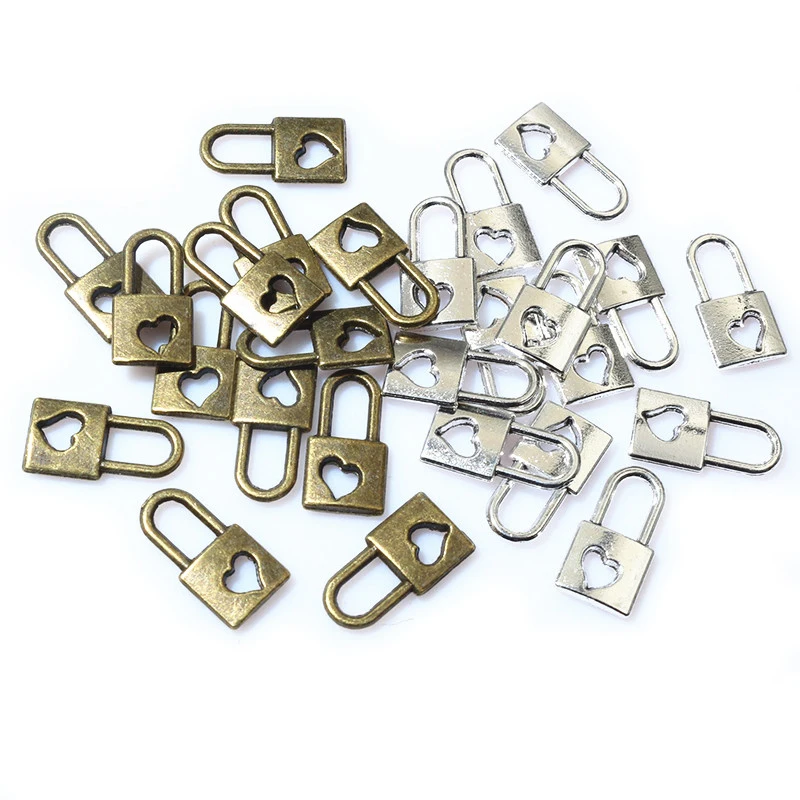 30pcs 16x8mm Antique Bronze Plated Heart Lock Handmade Charms Pendant:DIY for bracelet necklace