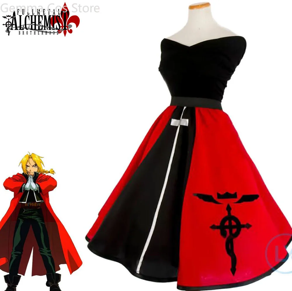 

Anime Fullmetal Alchemist Cosplay Costume Edward Elric Women lolita Dress Kimono Cosplay Costume Cutome-Made Halloween Cos