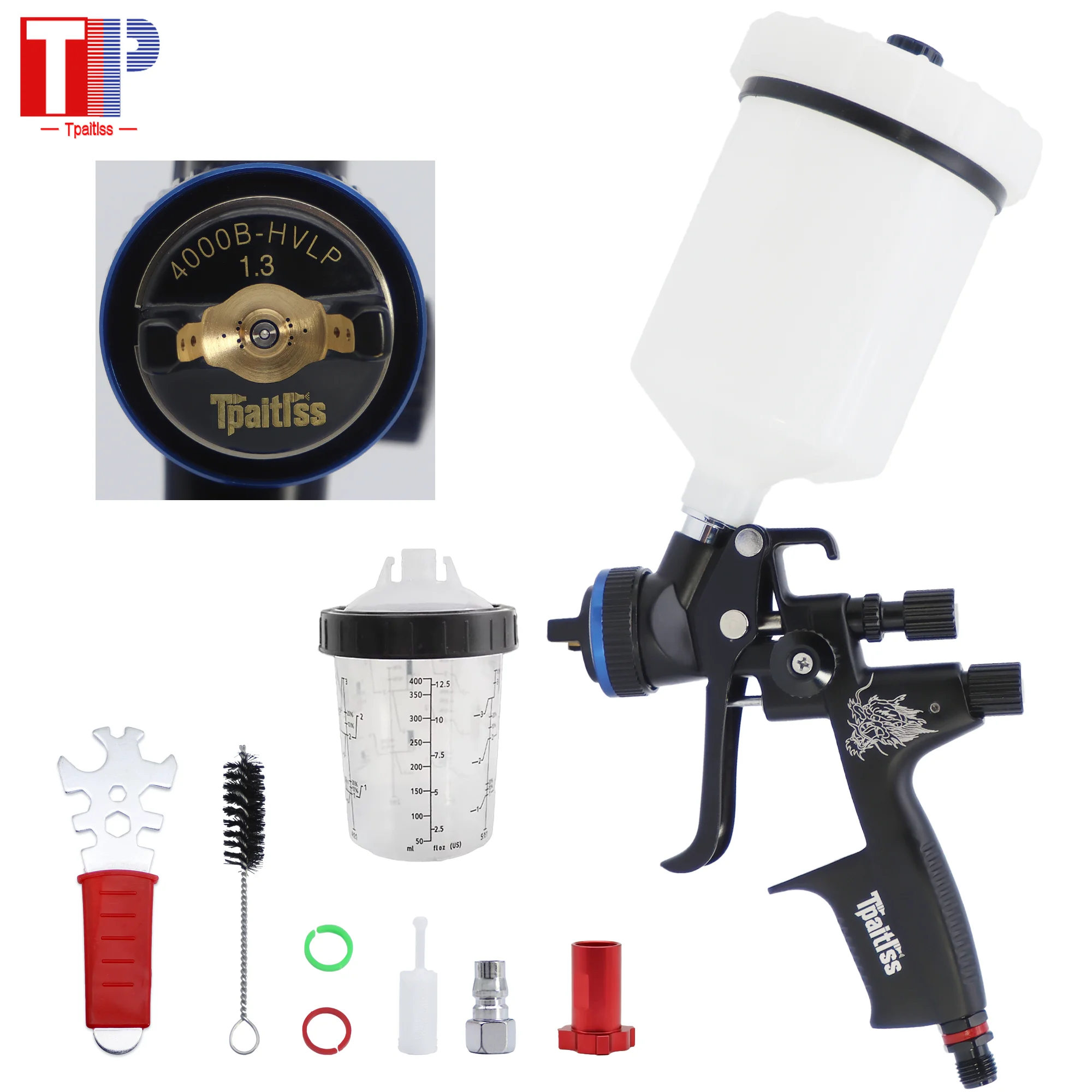Tpaitlss1.3/1.4mm Spray Gun 4000B HVLP Paint Spray Gun Air Paint  Guns Airbrush for Painting Car Aerograph Repair Spray Gun
