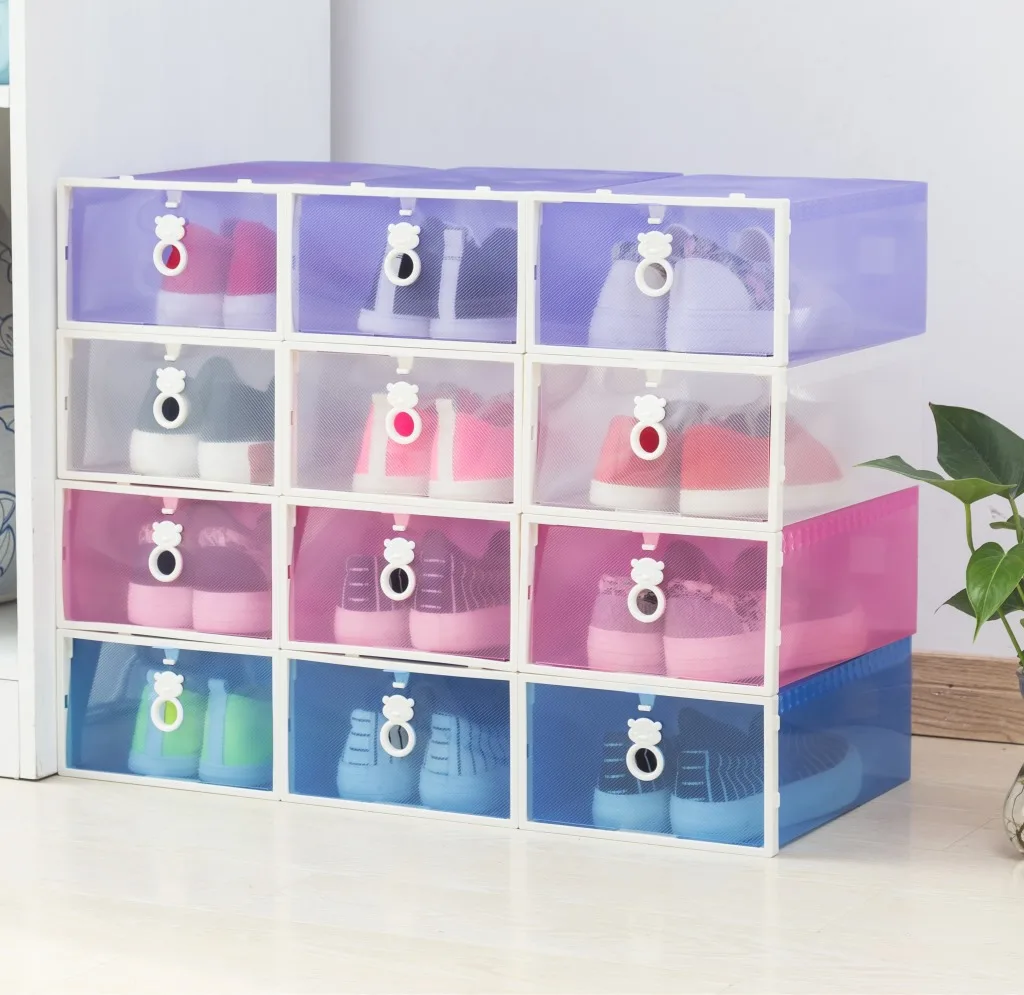 New Jul2172 Sliding Door Plastic Thickened Transparent Shoe Box Combination Drawer Storage Supplies