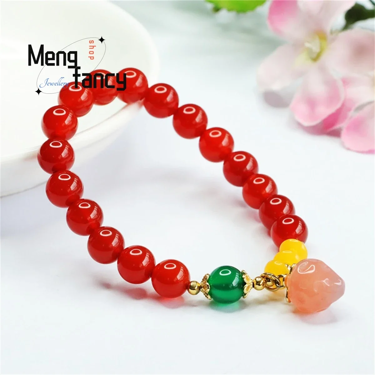 سوار سلسلة من حبات الفراولة ، طبيعي ، أصلي ، أحمر ، مصدر ملح ، بسيط ، أنيق ، شخصي ، موضة ، مجوهرات متعددة الاستخدامات