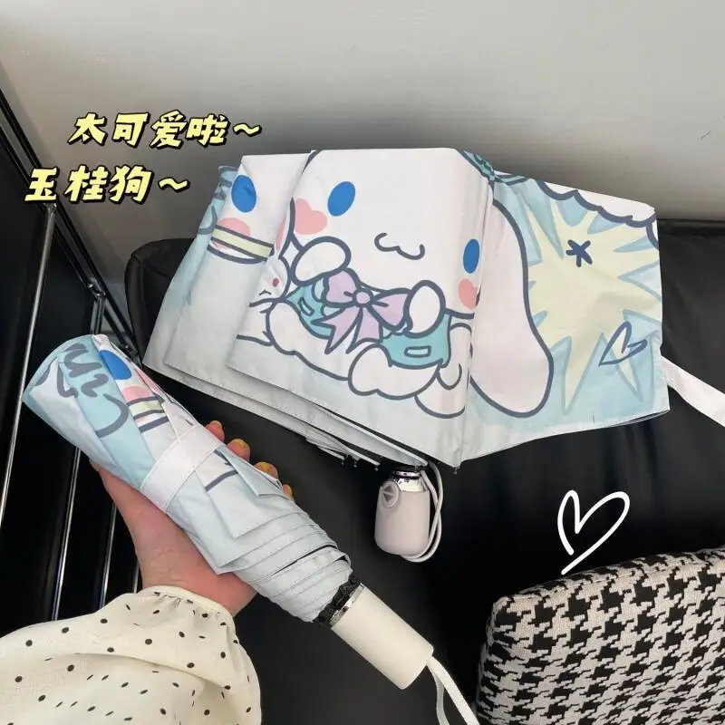 Sanrio Cinnamoroll paraguas automático sombrilla lindo Anime dibujos animados estudiante niño Campus adulto al aire libre viaje portátil