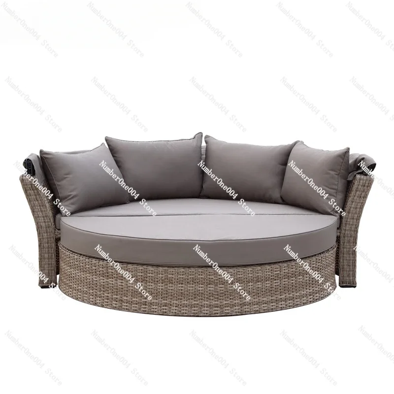 Outdoor Circular Sofa Round Bed Furniture Garden Sofas Round Beds Outdoor Rattan Comfortable Bed