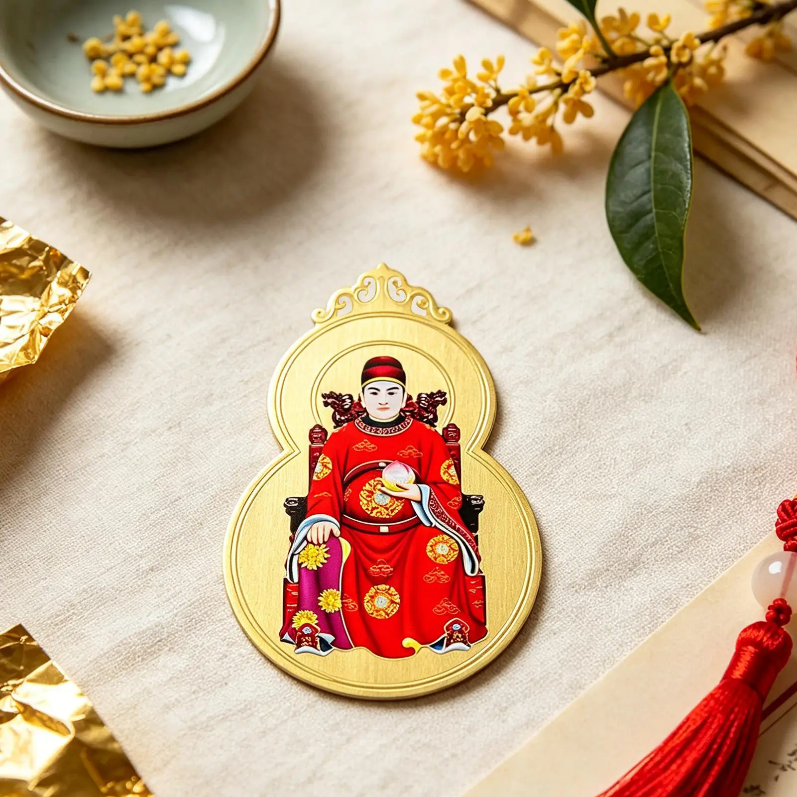 2027 Gourd Shape Year Of The Sheep Keepsake Chinese New Year Fortune Card New Tai Sui Card For Women Men Spiritual Seekers
