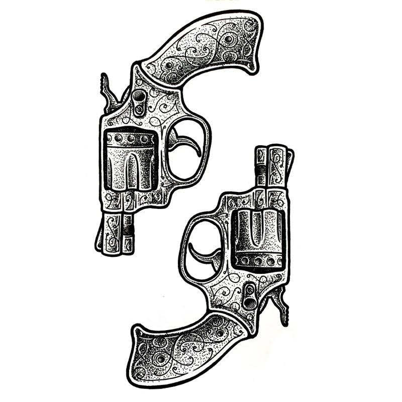 

Revolver Waterproof Temporary Tattoos men Tattoo Body Art Beauty Gun Harajuku Tatoo stickers tatuajes Henna tattoo Sleeves