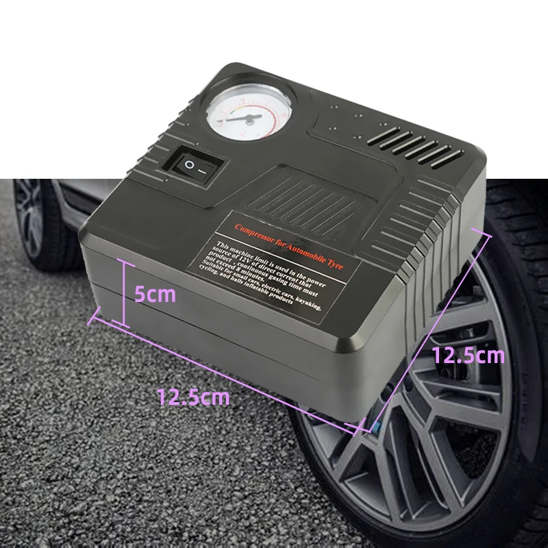 Car Emergency Auto Air Pump DC 12V Tire Inflator Tool Pressure Gauge Cigarette Lighter Connector Compact & Portable High Quality