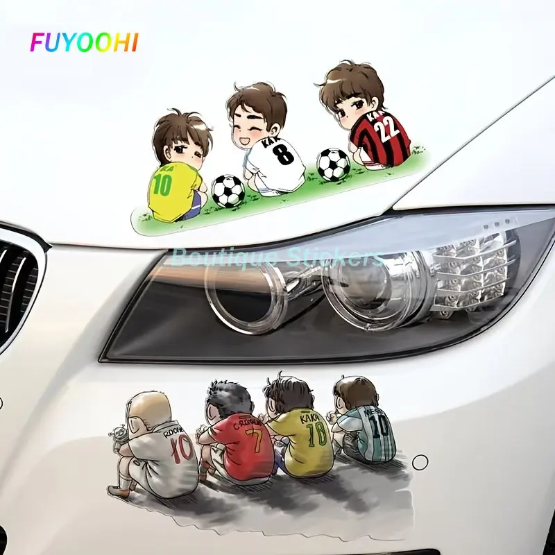 

FUYOOHI Boutique Stickers Football Fan Sticker Motorcycle Car Scratch Cover Decals Creative Football Team Cartoon Decoration