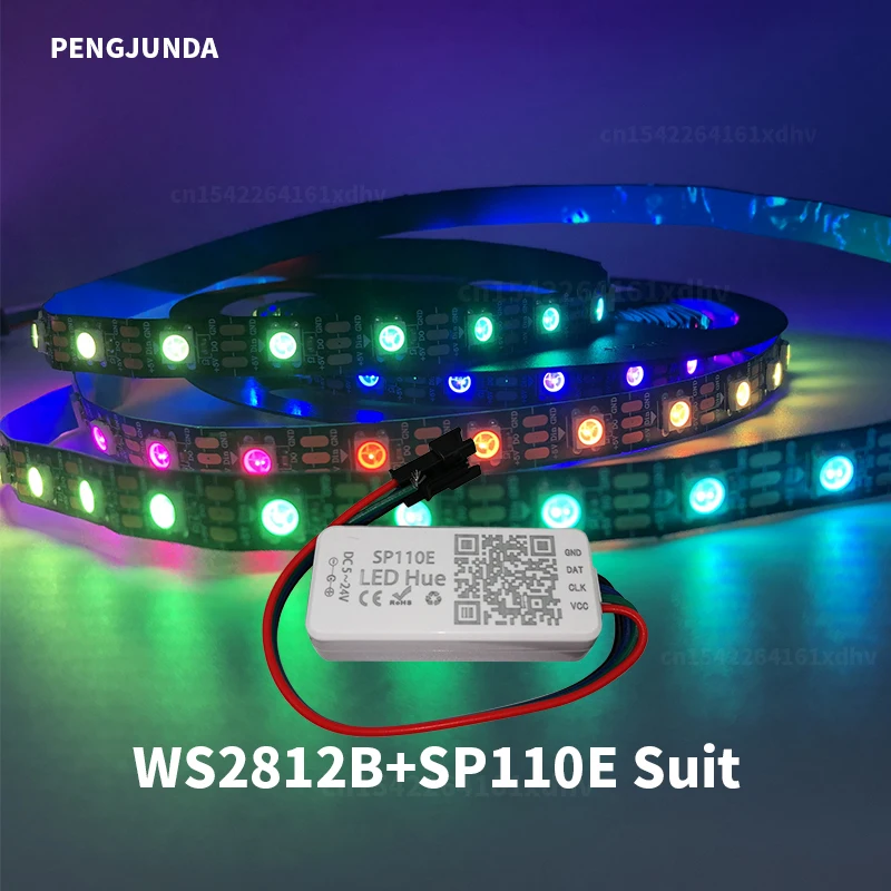 

5V WS2812B Φ Strip WS2812 30/60/144 пикселей/м RGB, индивидуально Адресуемая фотовспышка с комплектом USB Bluetooth-контроллера SP110E