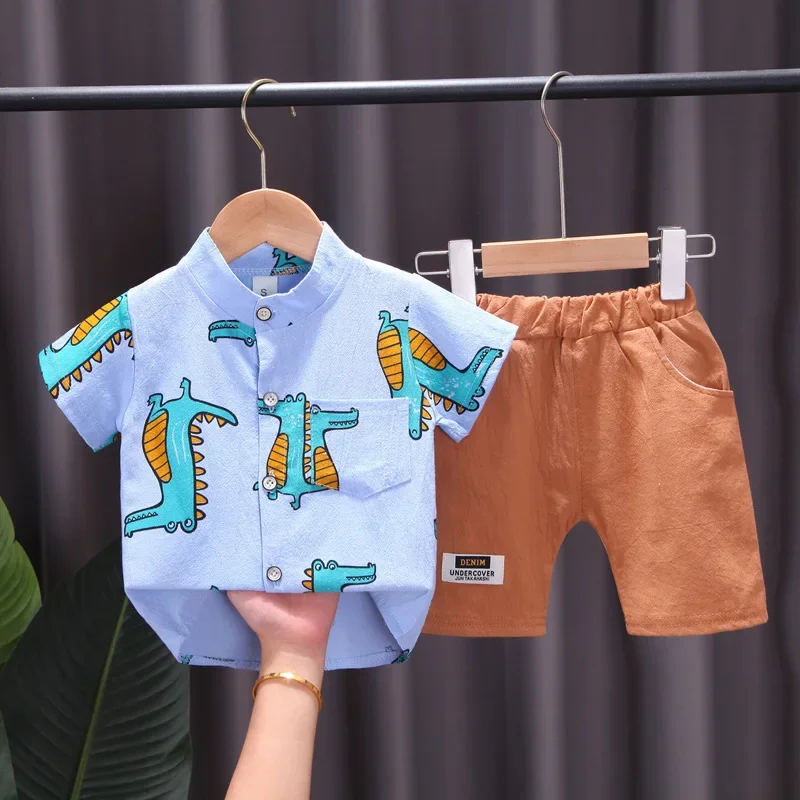 

New Summer Baby Clothes Suit Children Boys Cartoon Short Sleeved Shirt Shorts 2Pcs/Set Kids Girls Clothing Infant Casual Costume