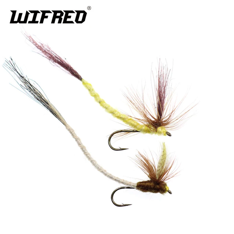 Wifreo 10# 10PCS Long Tail May Fly Yellow Brown Color Fly Fishing Trout Fishing Flies